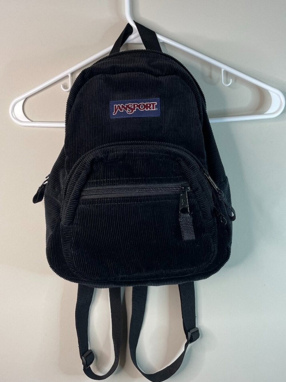 Vintage 90s Y2K Jansport Black Corduroy Mini Backpack Rare T907